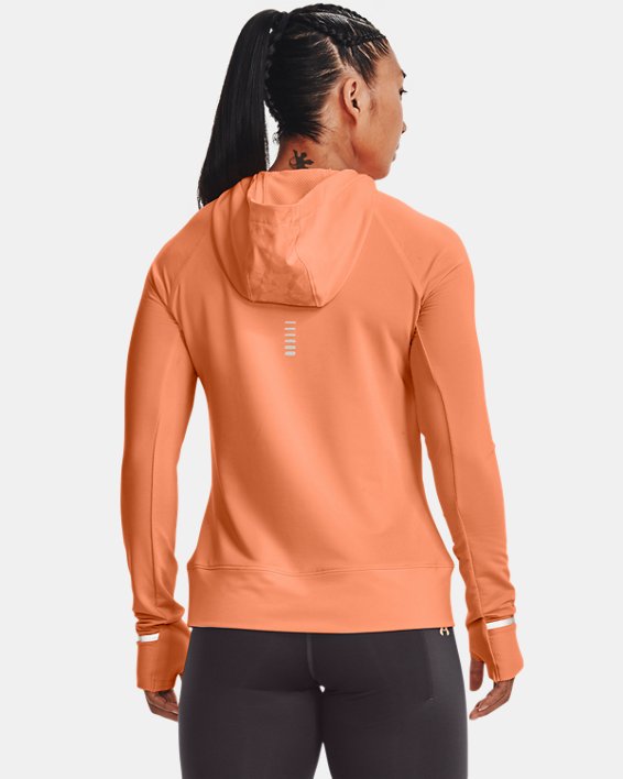 Women's UA OutRun The Cold Hooded ½ Zip, Orange, pdpMainDesktop image number 1